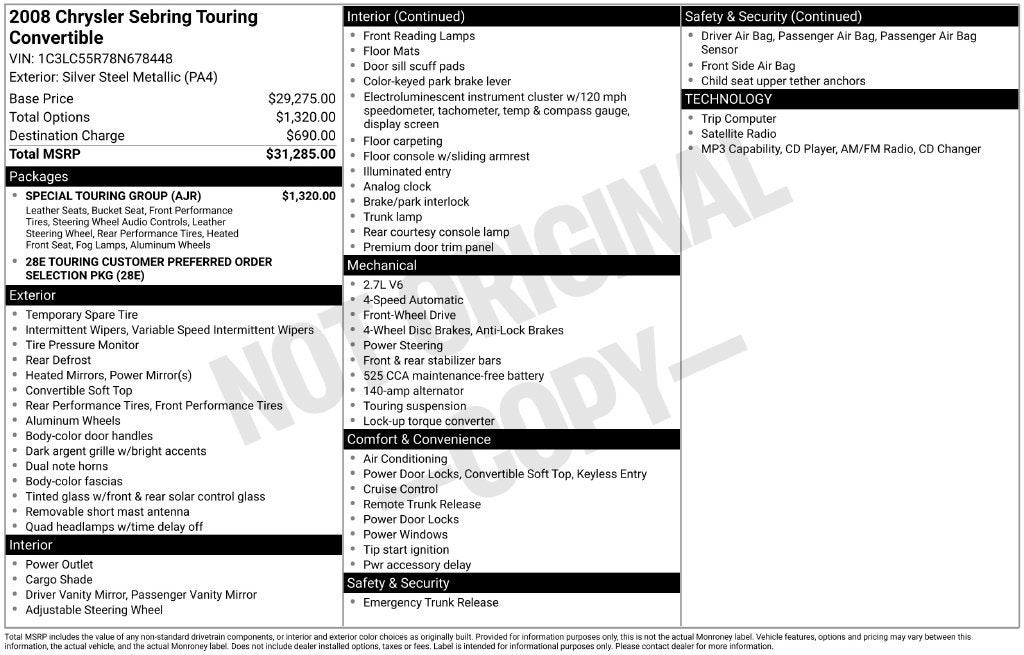 2008 Chrysler Sebring Touring