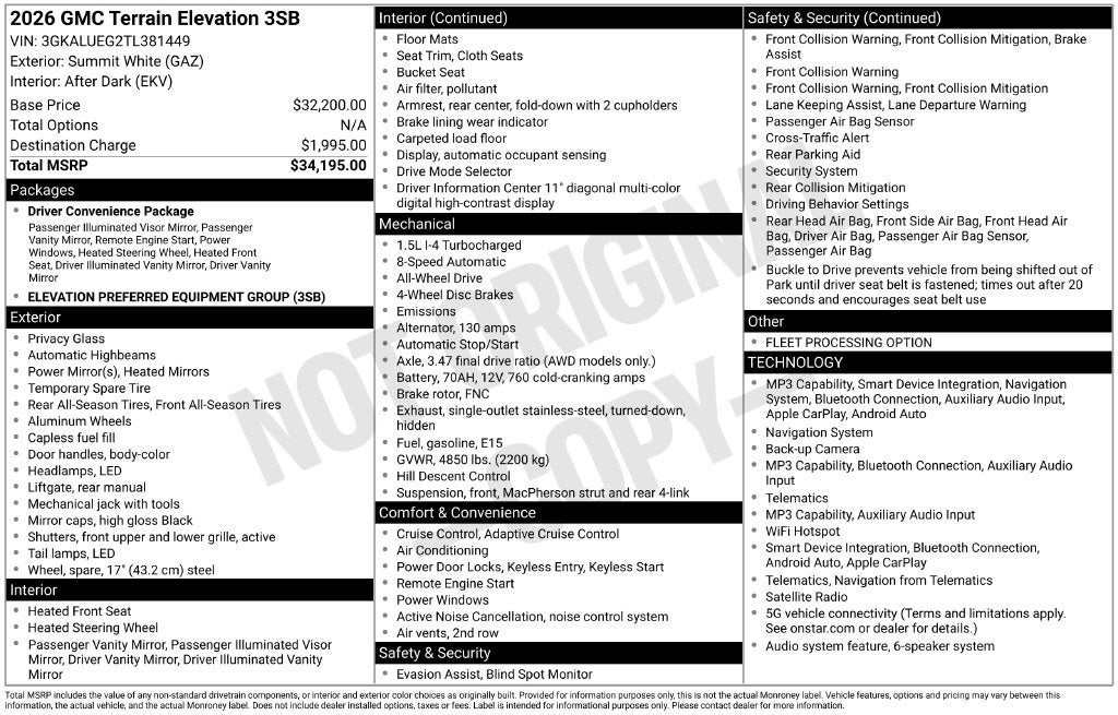 2026 GMC Terrain Elevation