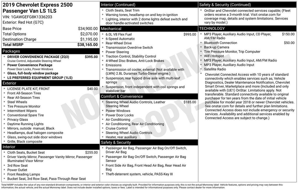 2019 Chevrolet Express 2500 LS