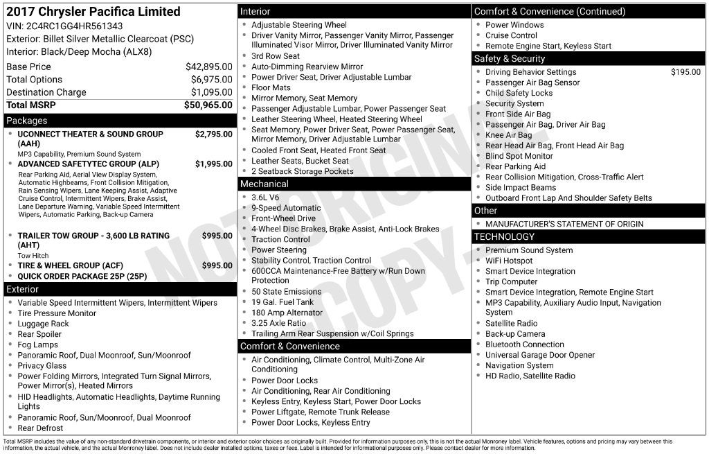 2017 Chrysler Pacifica Limited