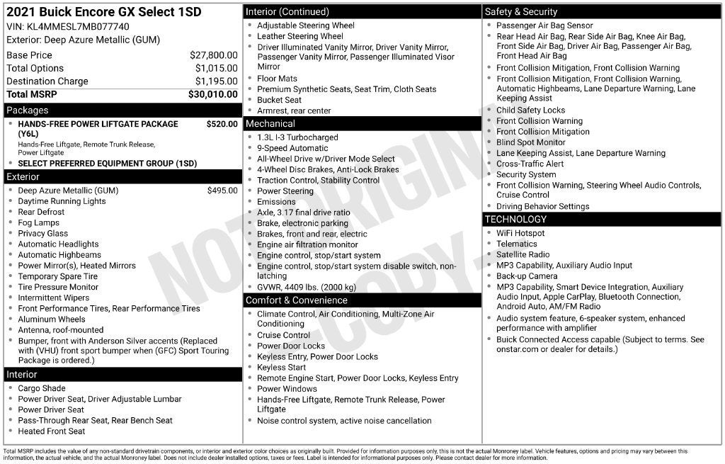 2021 Buick Encore GX Select