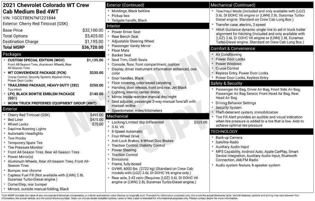 2021 Chevrolet Colorado Work Truck