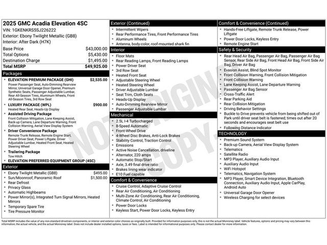 2025 GMC Acadia Elevation