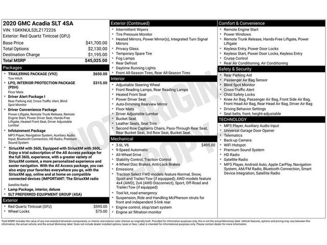 2020 GMC Acadia SLT