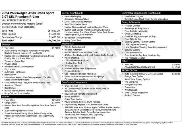 2024 Volkswagen Atlas Cross Sport 2.0T SEL Premium R-Line