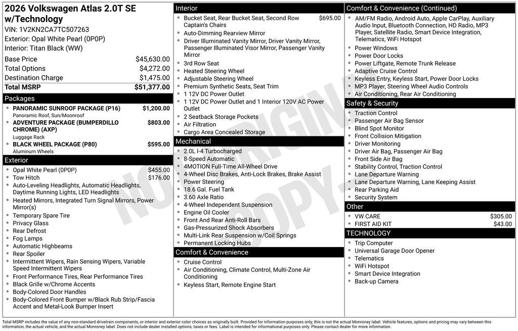 2026 Volkswagen Atlas 2.0T SE w/Technology