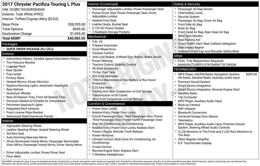 2017 Chrysler Pacifica Touring L Plus