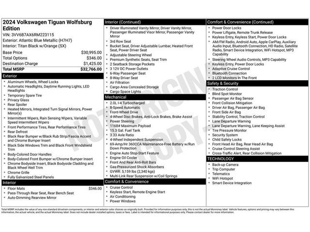 2024 Volkswagen Tiguan 2.0T Wolfsburg Edition