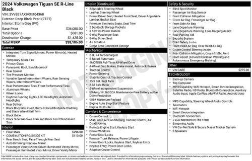 2024 Volkswagen Tiguan 2.0T SE R-Line Black