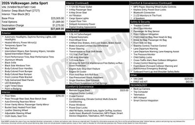 2026 Volkswagen Jetta 1.5T Sport